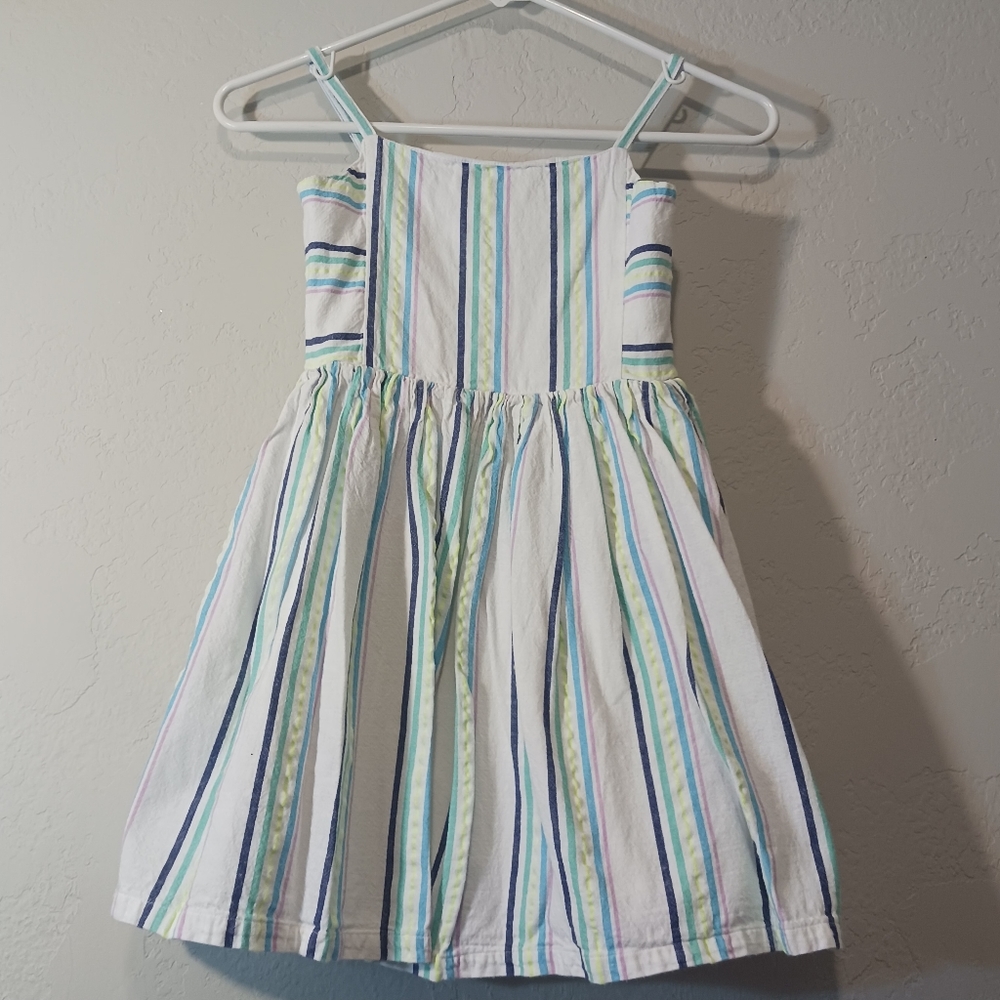 Mini‎ Boden Spring Dress Sleeveless Sz8/9Y Blue Green Cotton Summer Beach